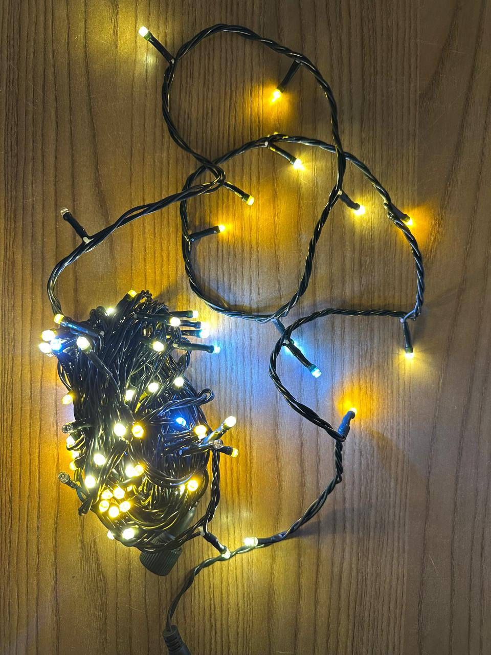 CORDÃO 2 CORES 100 LEDS COM ESTROBOS NA COR BRANCA